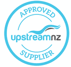 Upstream NZ approved supplier logo - Certification for suppliers in New Zealand.