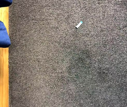 Carpet with visible stain before professional treatment by Triple Star Commercial Cleaning in Christchurch and Auckland.