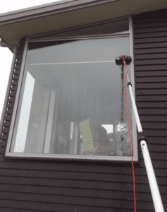 Triple Star team cleaning glass panels of an office building