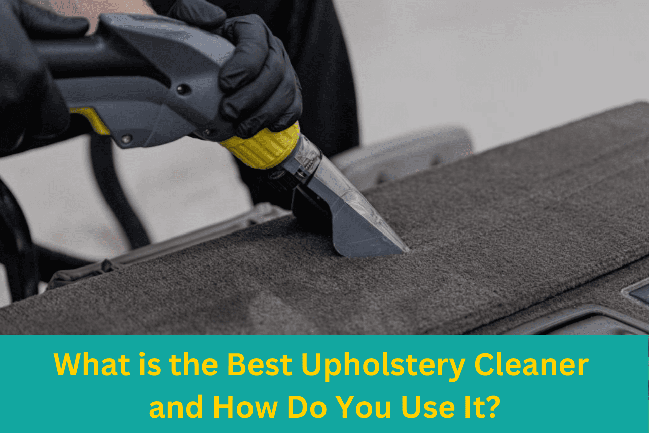 Professional cleaner using an upholstery cleaning machine to deep clean fabric.