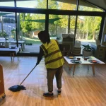 Floor mopping service at a school by Triple Star Commercial Cleaning, Christchurch and Auckland.