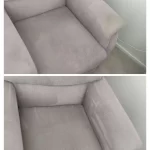 Sofa cleaning before and after showing a dramatic transformation.